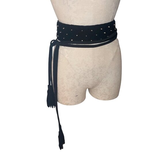 Maje Womens Belt One Size Black Anoushka  Self Wrap Velvet Suede Tassels main image 13